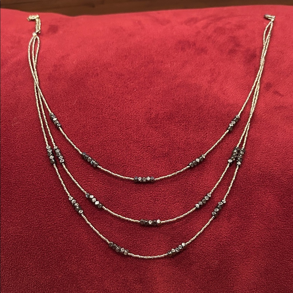Elegant Silver and Black Beaded Necklace